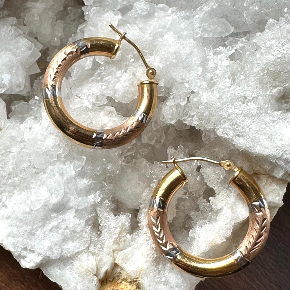 Jared tricolor 14k gold earrings